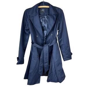 Women's The Limited Designer Navy Blue Belted Trench Coat Jacket - Size XS